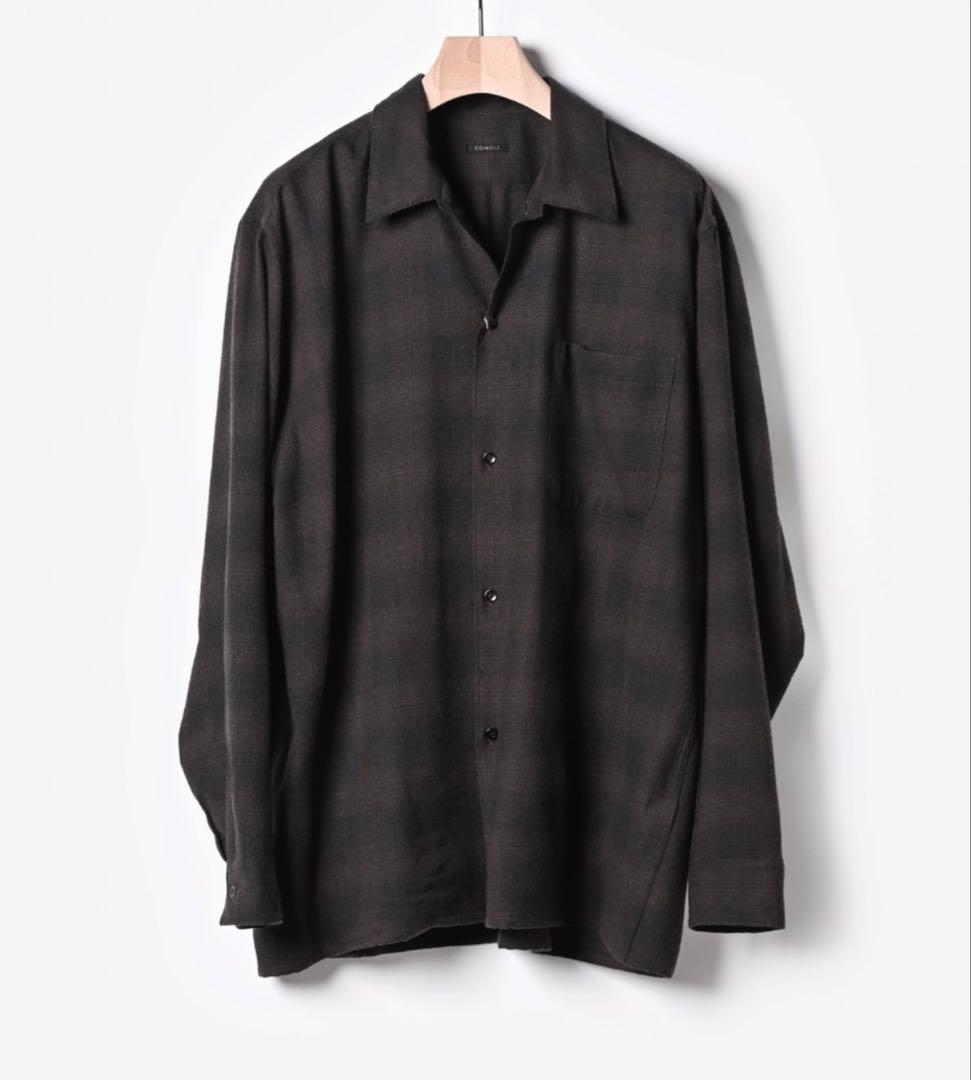 comoli コモリ 22AW オープンカラーシャツ チェックシャツ サイズ4