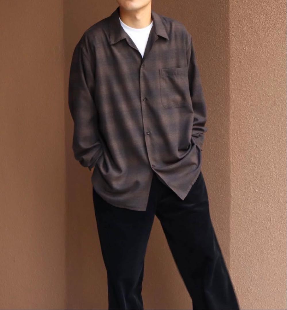 comoli コモリ 22AW オープンカラーシャツ チェックシャツ サイズ4