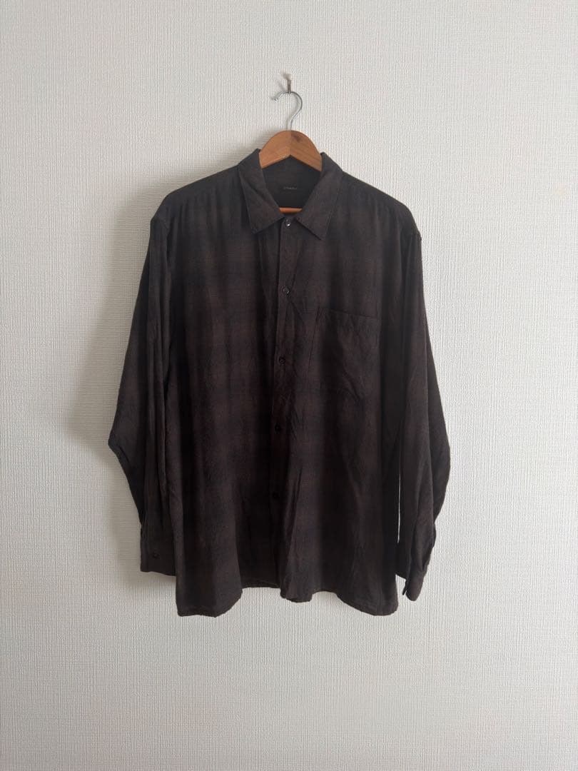 comoli コモリ 22AW オープンカラーシャツ チェックシャツ サイズ4
