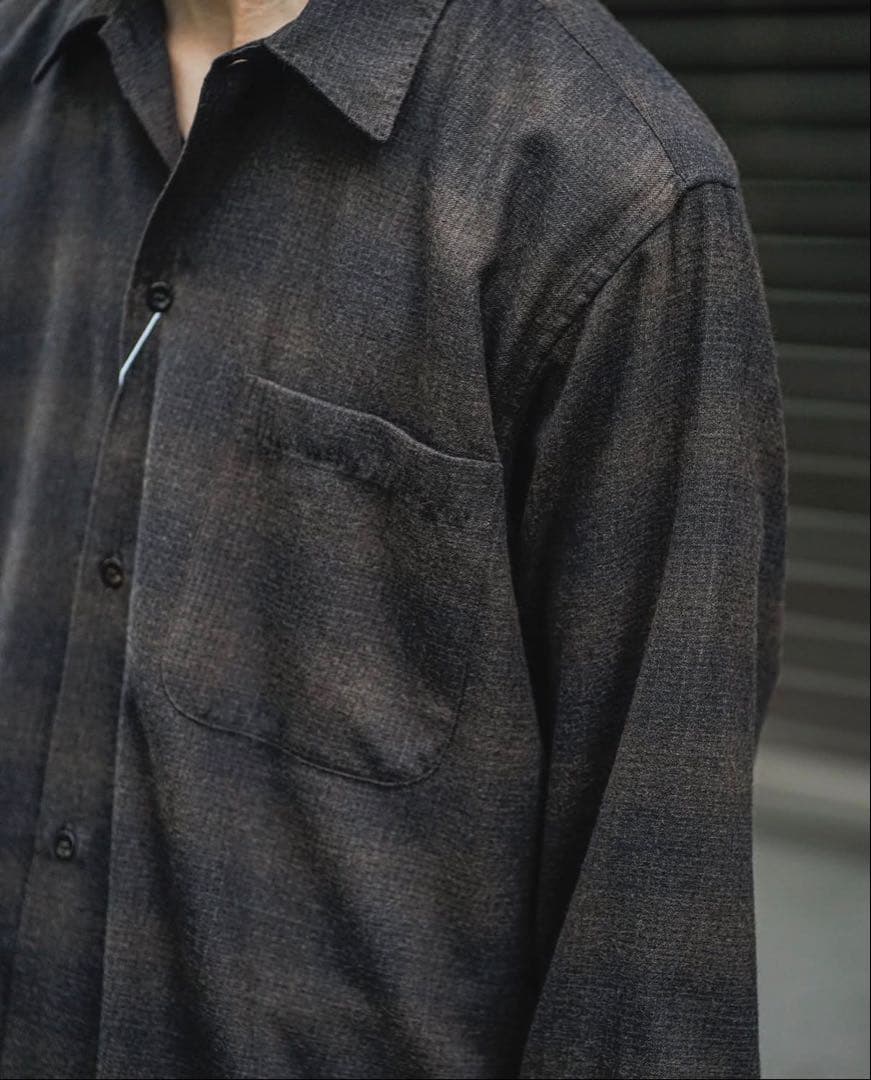 comoli コモリ 22AW オープンカラーシャツ チェックシャツ サイズ4