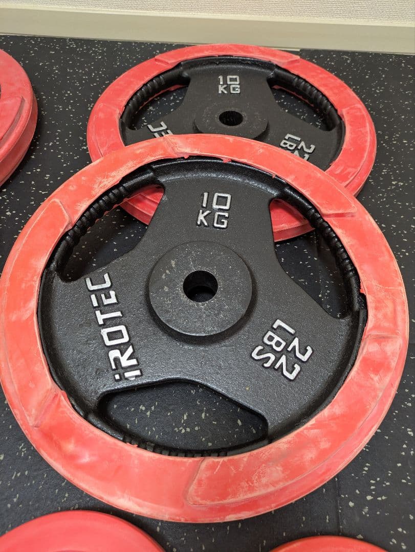 【まとめ売りのみ】アイロテック プレート137.5kg+ダンベルシャフト4本