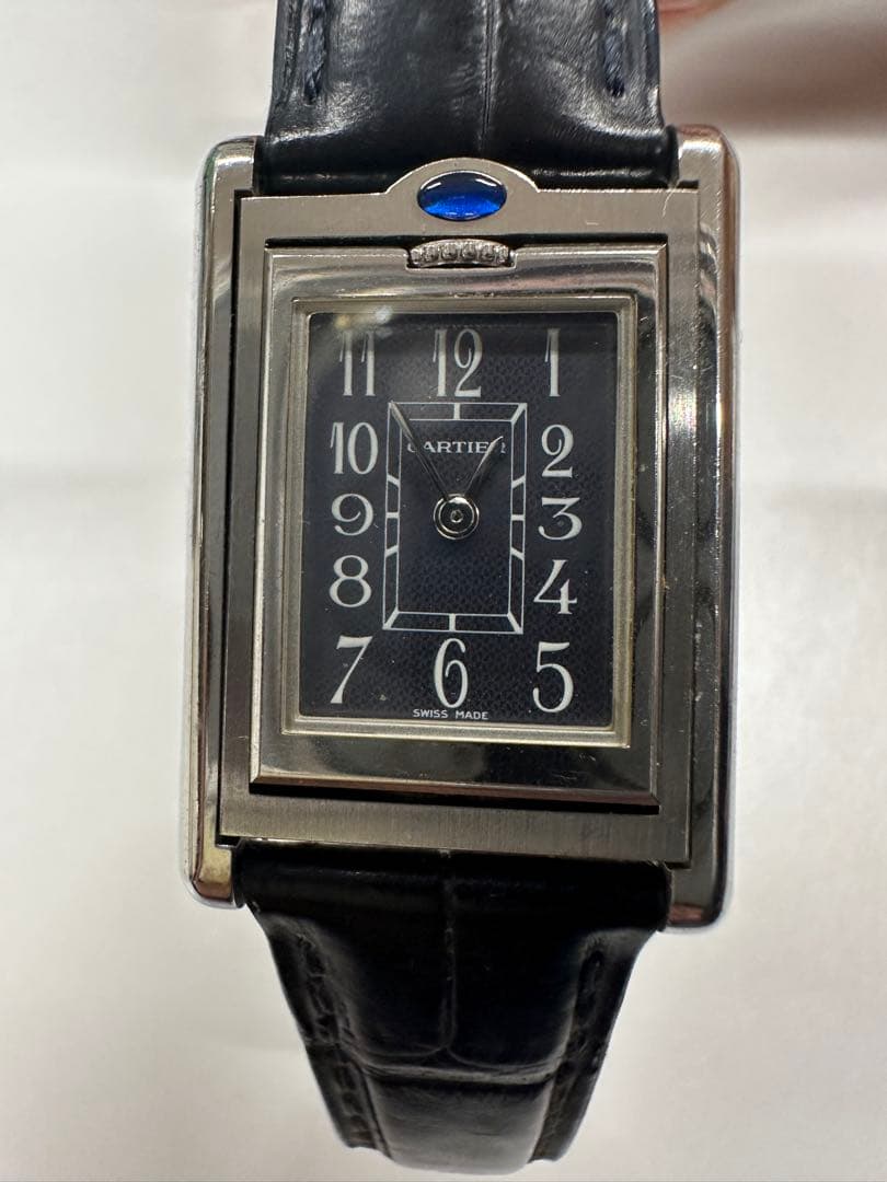 CARTIER タンク　バスキュラント　アナログ レザー 時計　2163-2