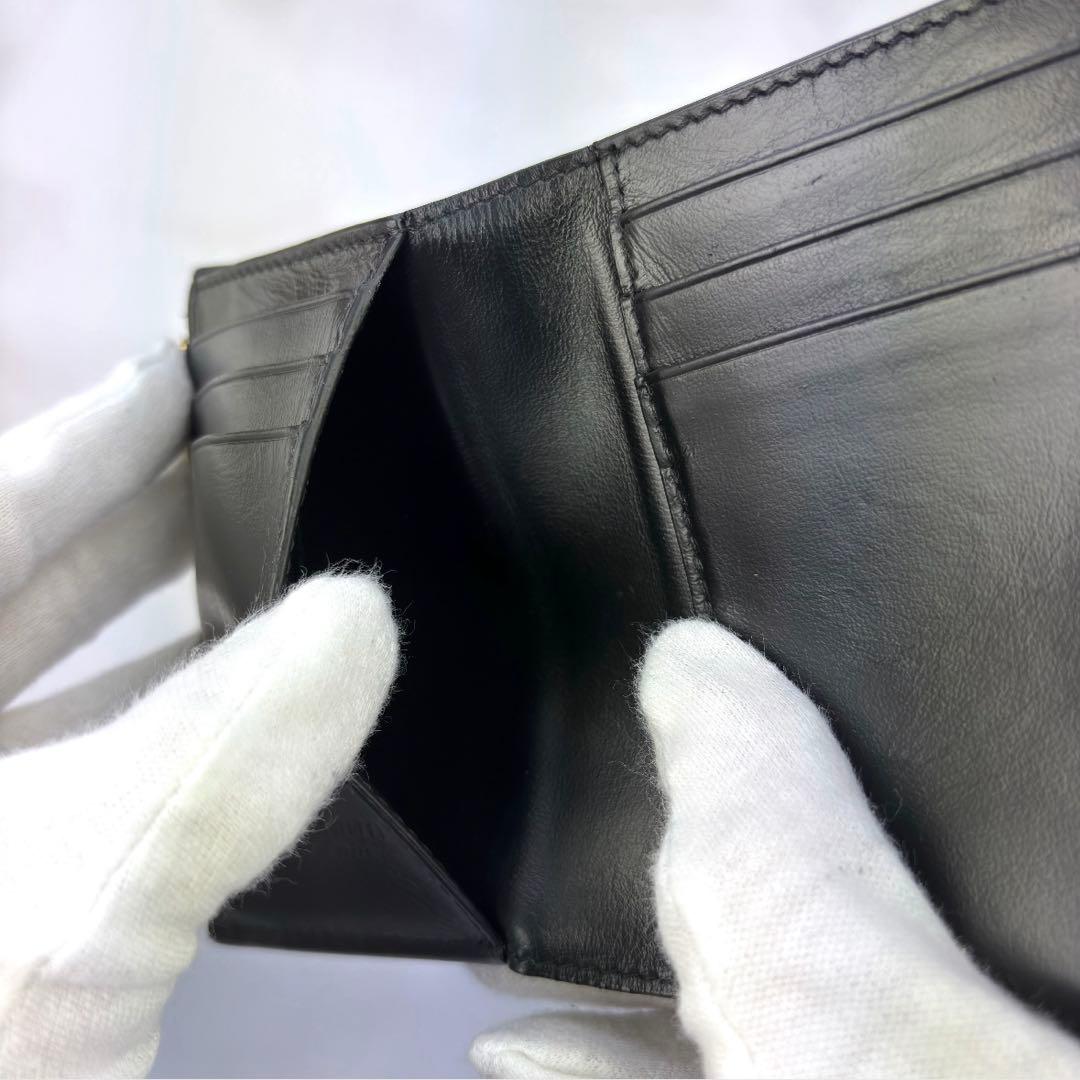 【極美品✨】BOTTEGA VENETA ブラック 3つ折り 財布 カセット