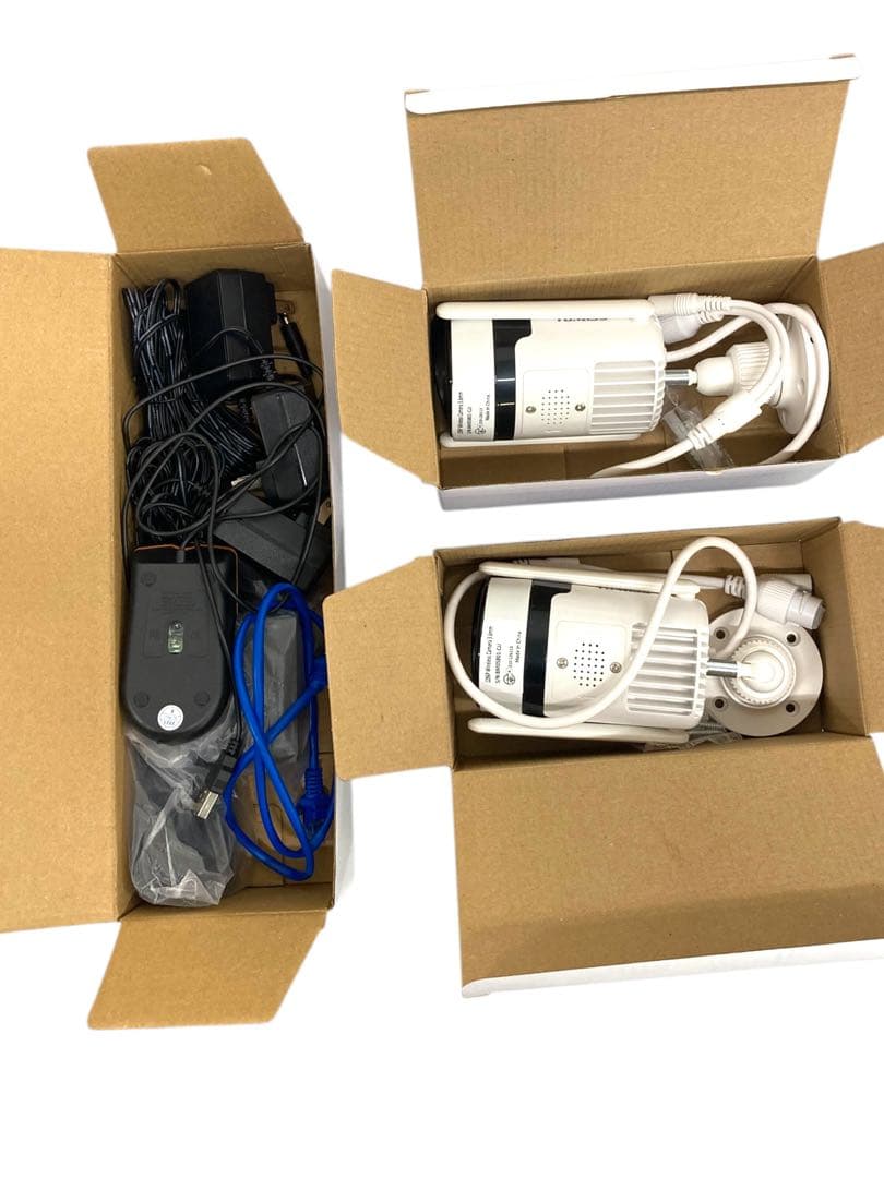 【開封・未使用】防犯カメラセット ワイヤレス モニター付き 300万画素