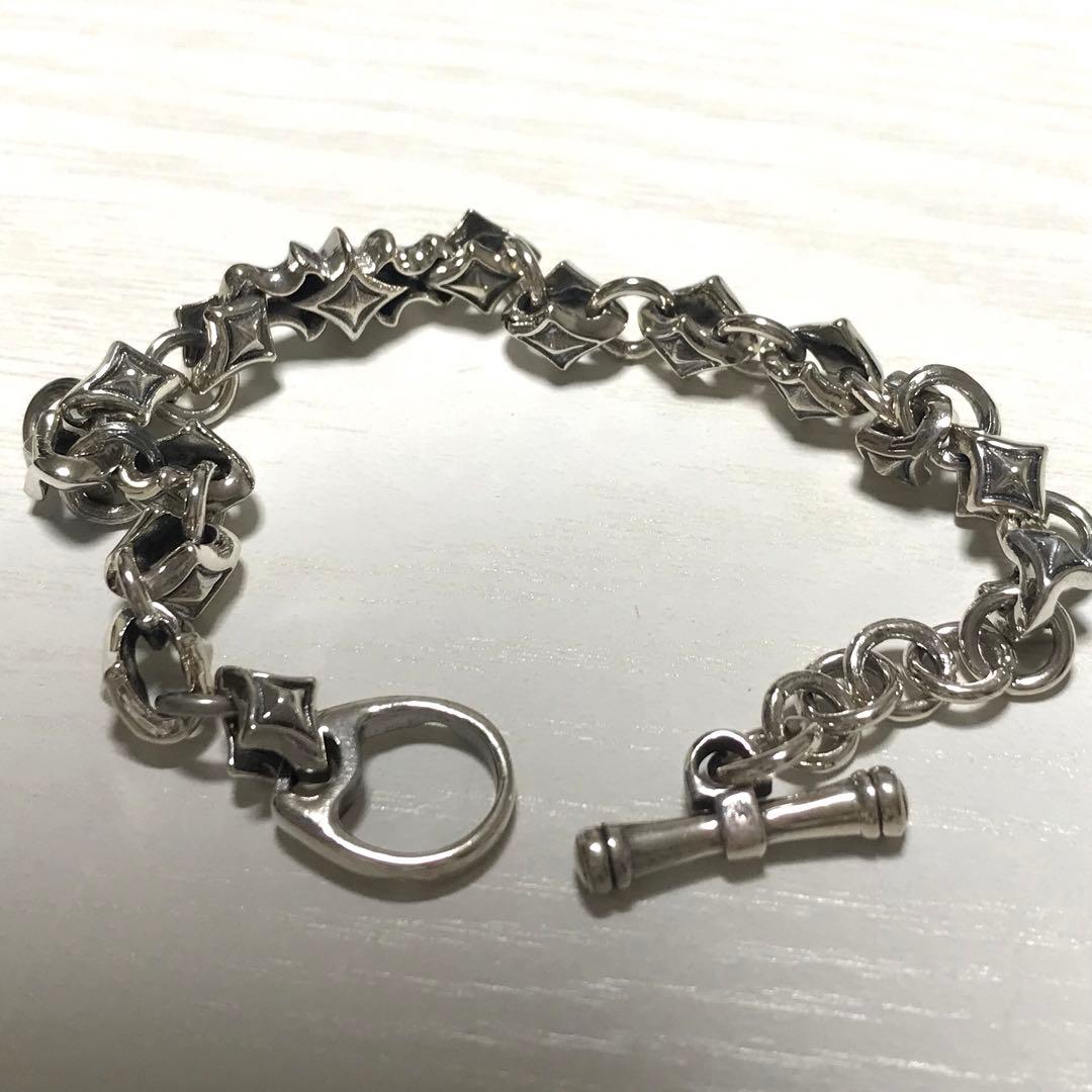 シルバー925 ブレスレット　紋様　タトゥー　ライダース　星　トゲ　派手