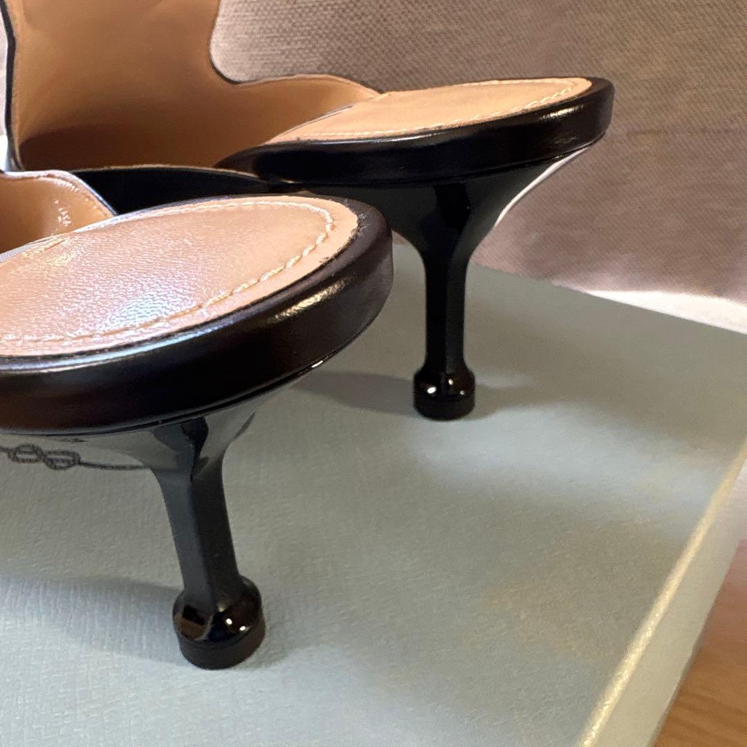 PRADA ロゴ ミュール サンダル38.5黒色 レザー 新品未使用 正規品