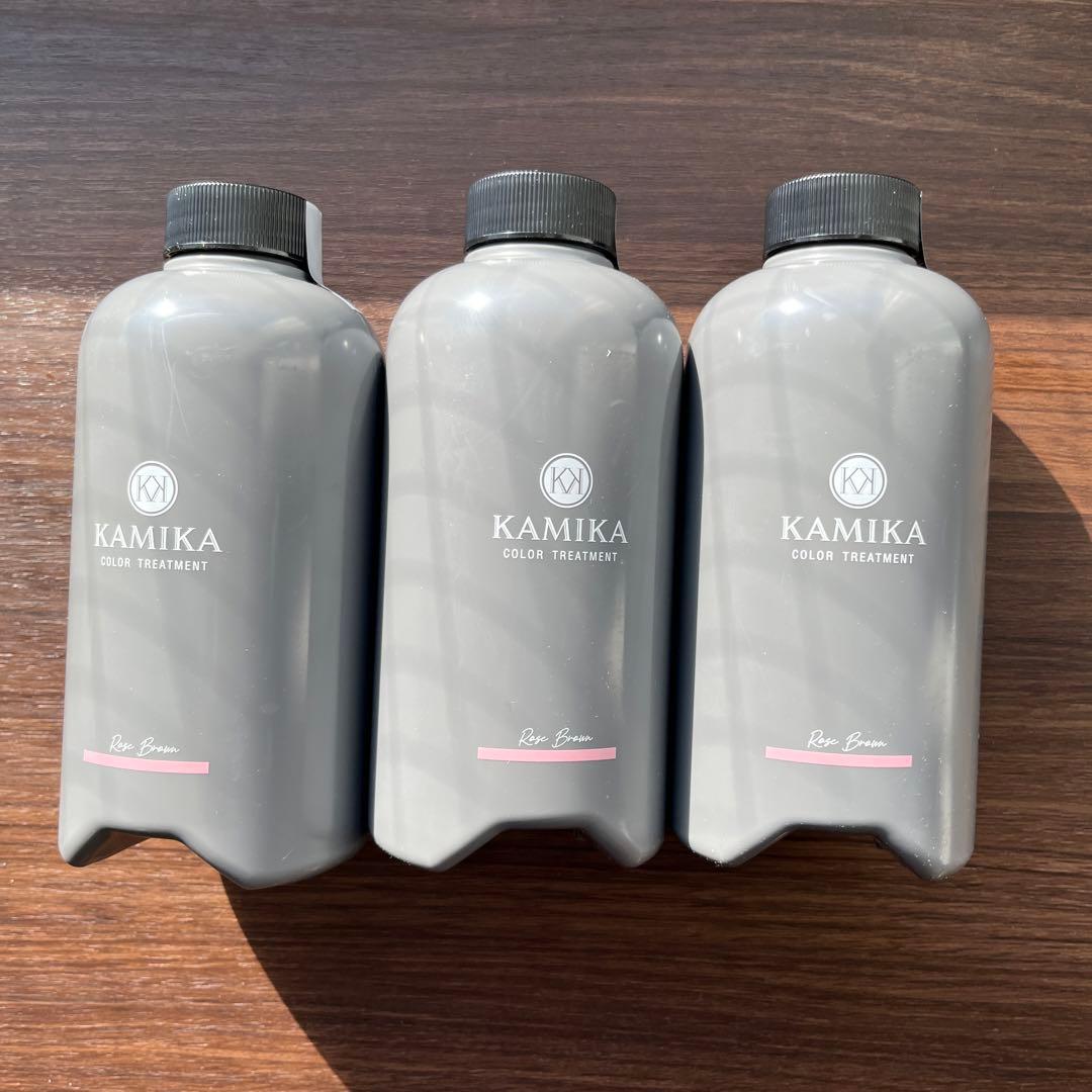KAMIKA 白髪染めカラー トリートメント 3本セット　ローズ系