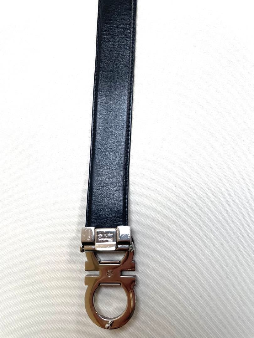 フェラガモ　ベルト　ダブルガンチーニ　パープルカモ　金具　リバーシブルベルト