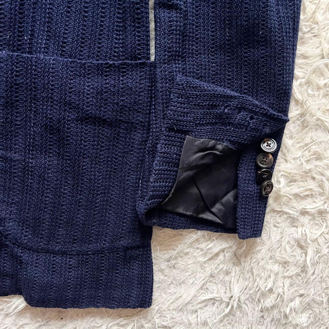 <美品>LARDINI LIKNIT ネイビー 新ロゴ ニットジャケット 44