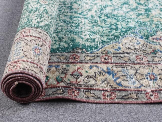 トルコ ヴィンテージラグ A22 超大判 レア グリーン グレージュ ブルー