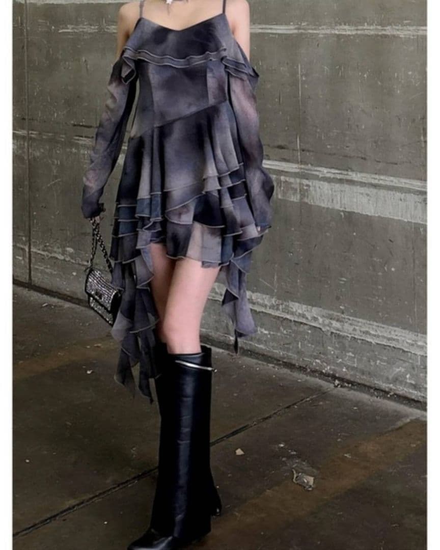 新品 Darich イレヘムタイダイフリルミニワンピース F☆