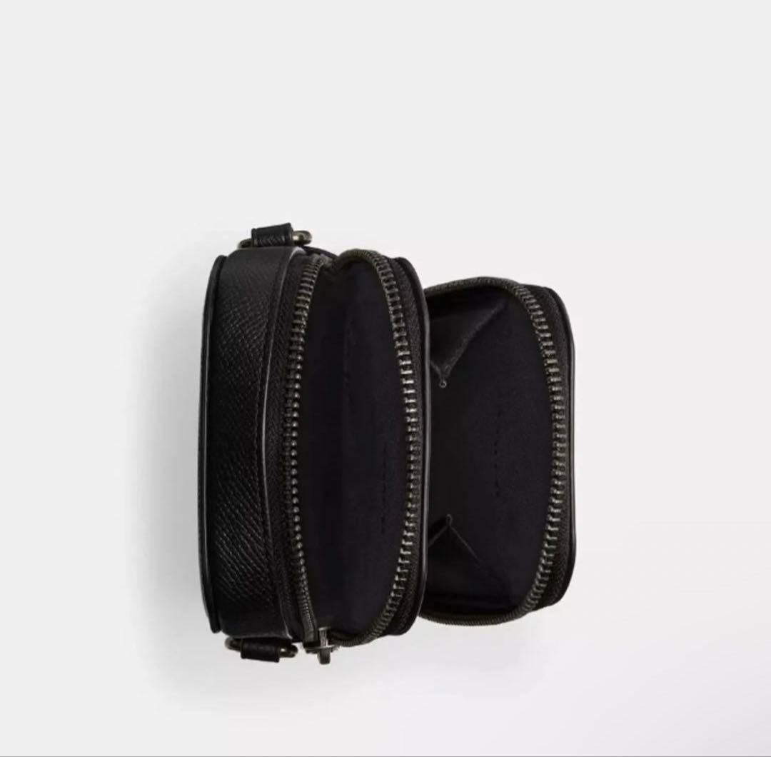 COACH クロスボディバッグ スマホショルダーバッグ ブラック レザー
