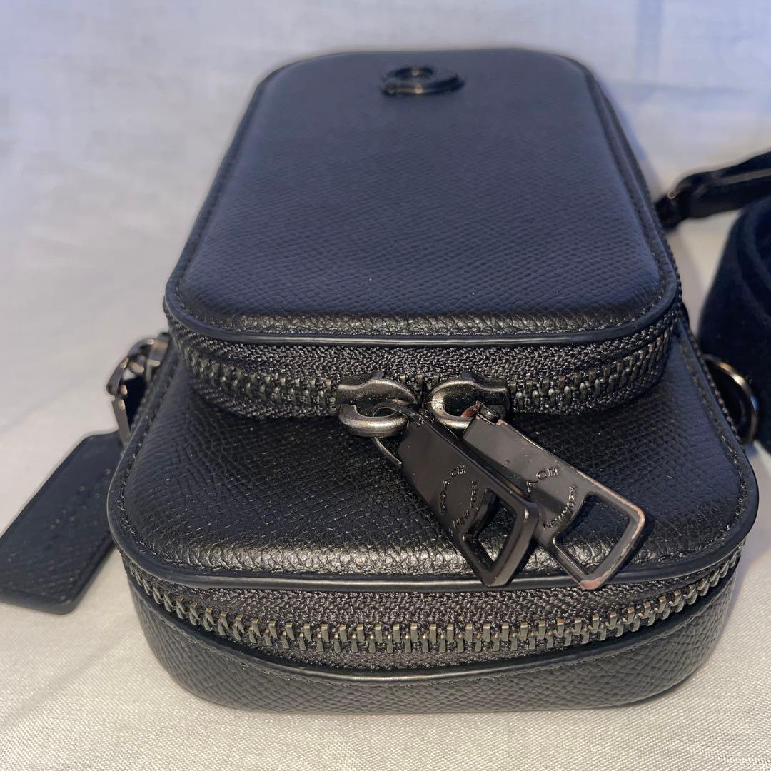 COACH クロスボディバッグ スマホショルダーバッグ ブラック レザー