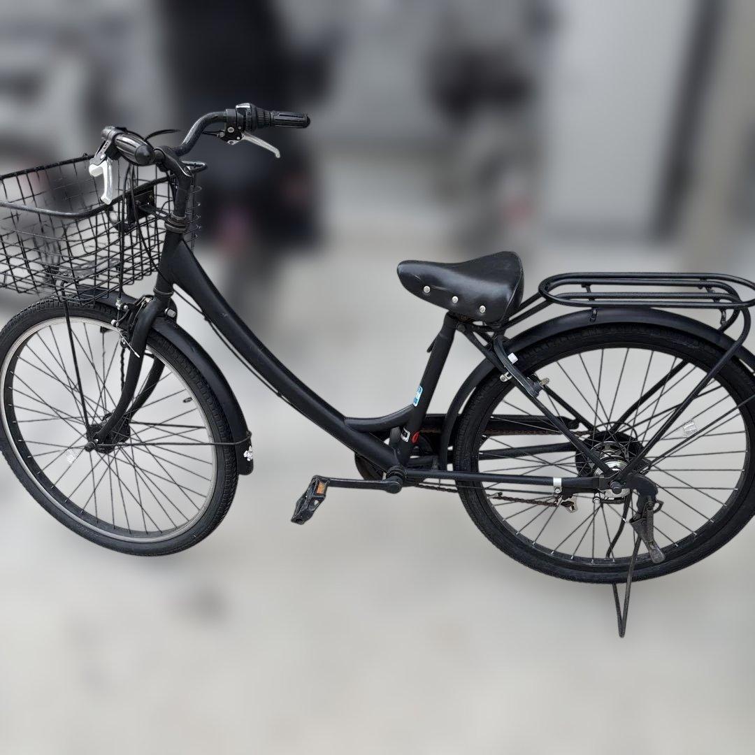 【レボルテ】シティサイクル ブラック バスケット付き