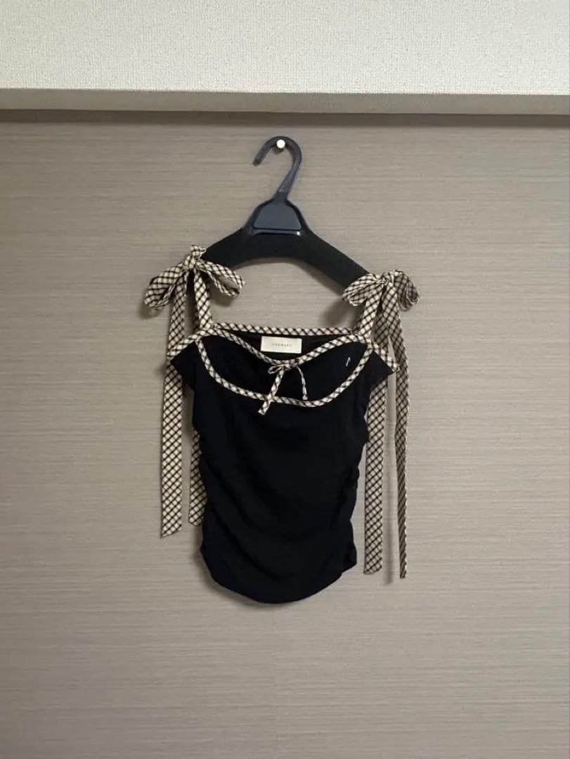 トップス andmary Alice check ribbon tops