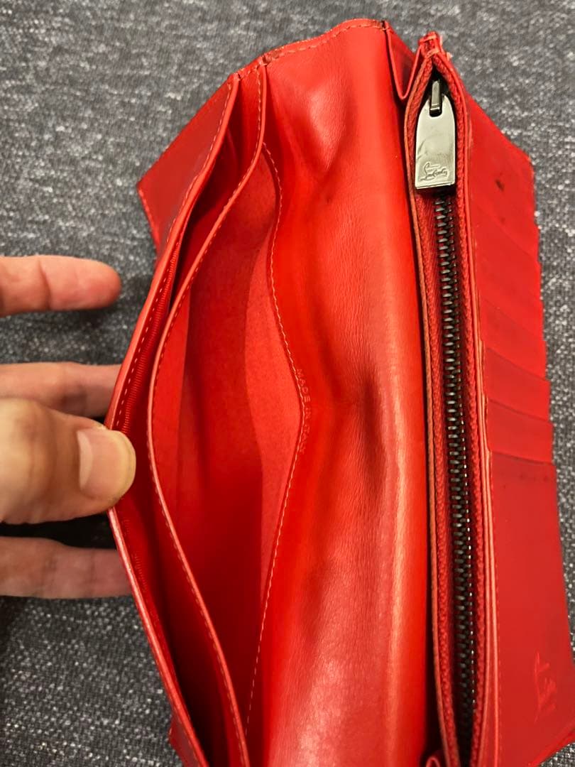 と*B様 ルブタン 長財布 2つ折り　ロング　　スパイク　ブラック　レザー