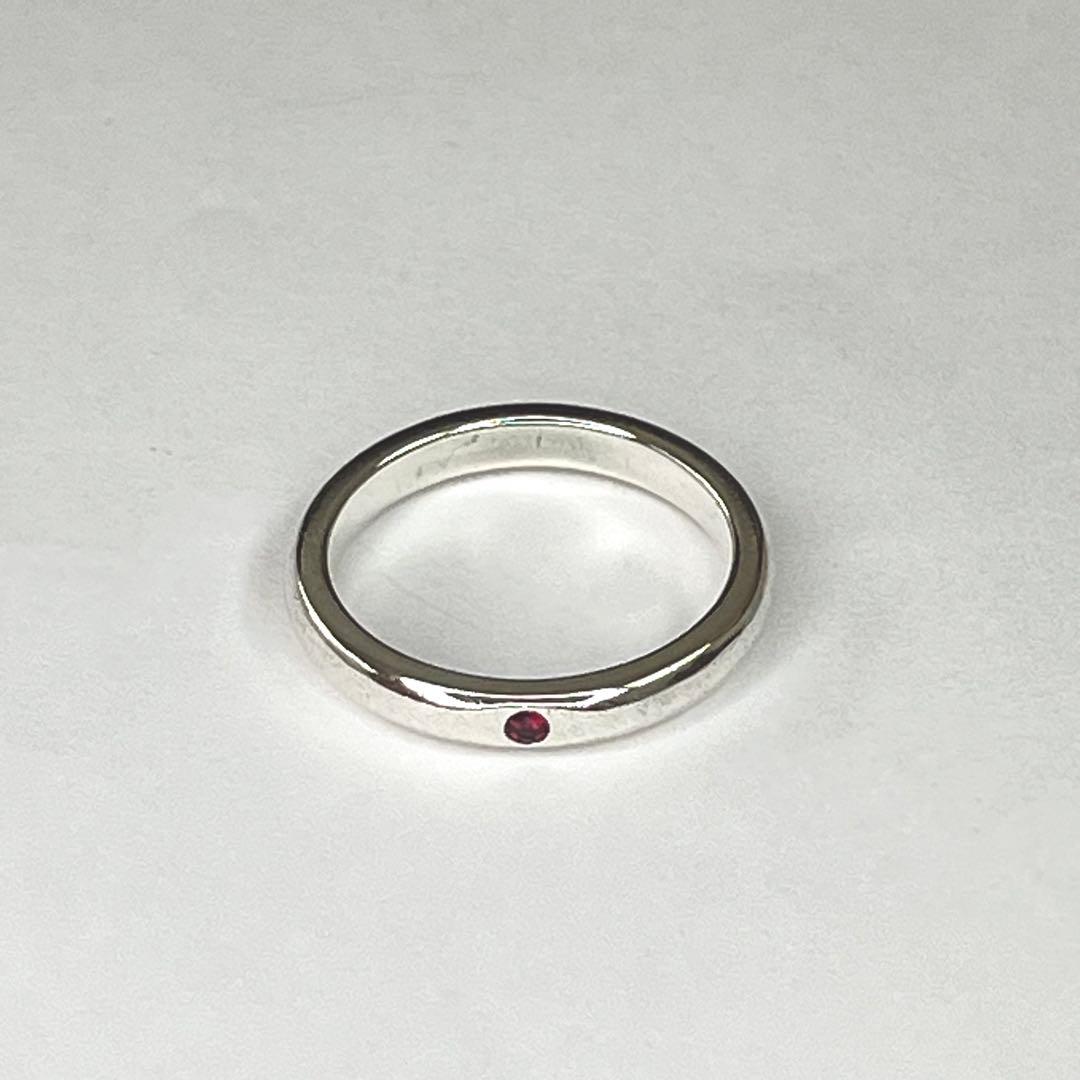美品 ティファニー スタッキングバンド ルビー リング 9号 シルバー925
