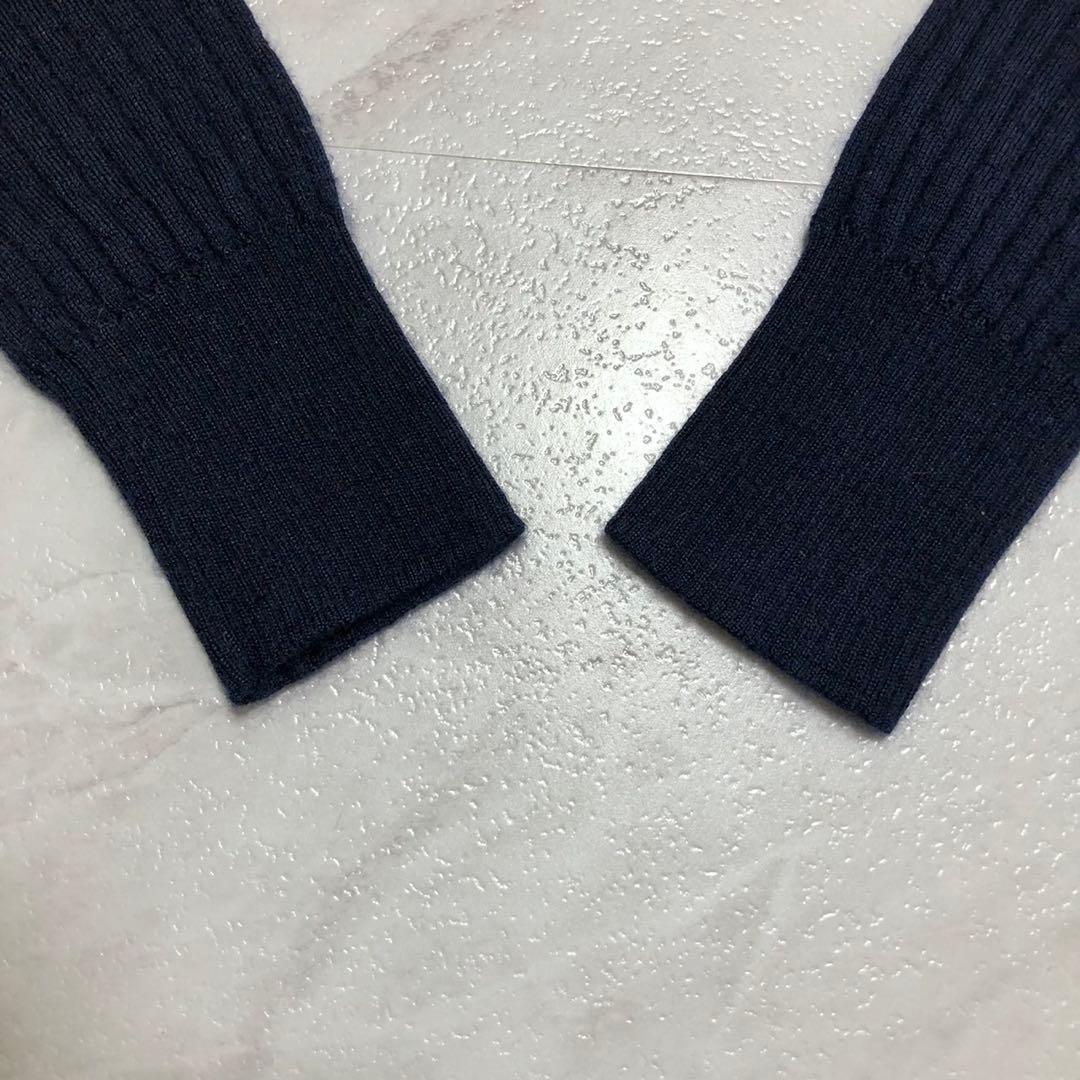【美品】Drawer 18G カシミヤシルクリブクルーネックニット ネイビー 1