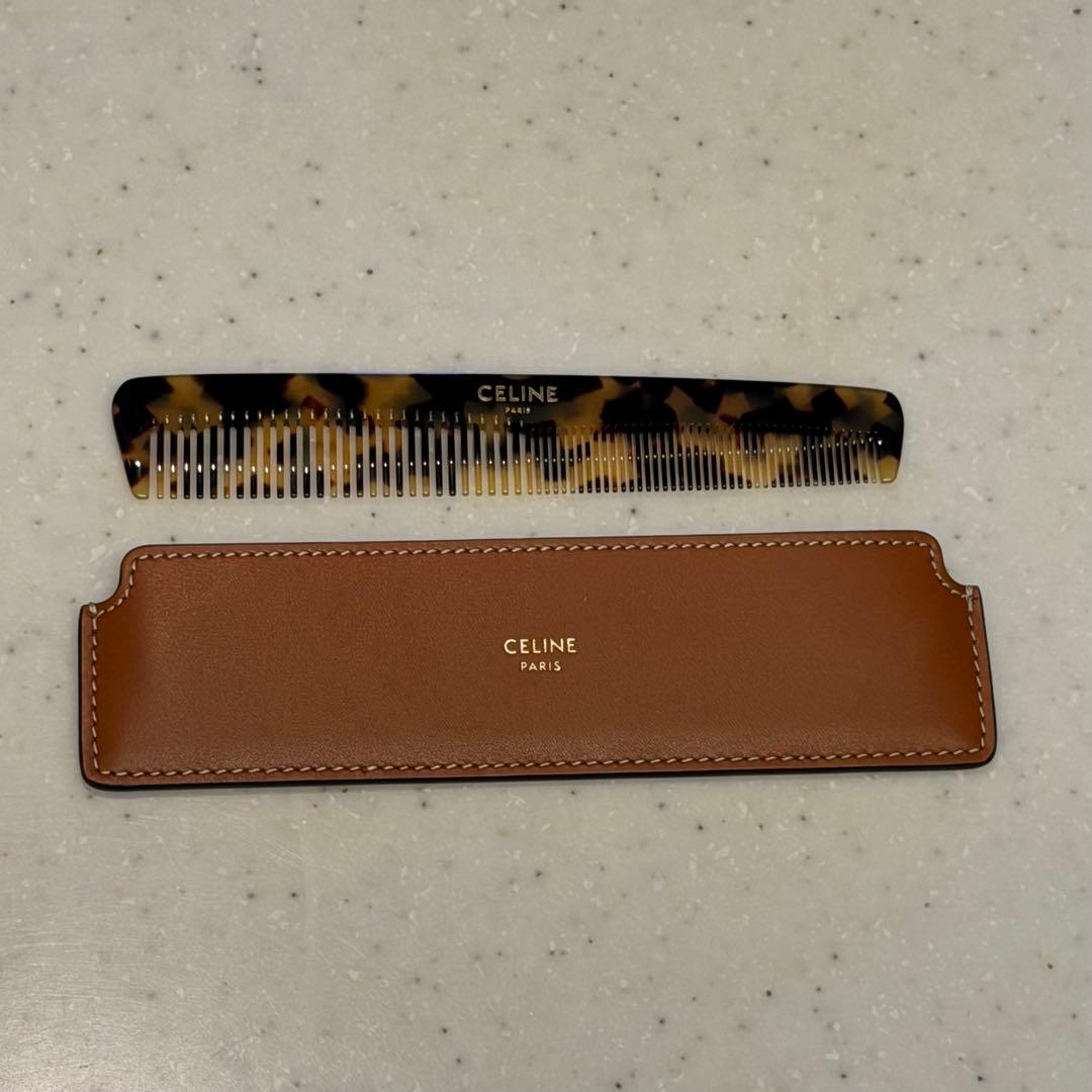 【新品・未使用】ケース付きヘアコーム/ナチュラルカーフスキン タン