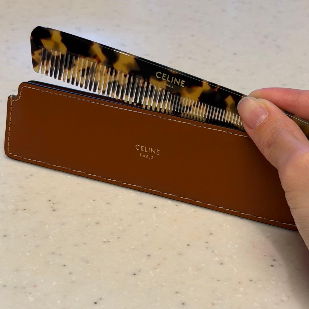 【新品・未使用】ケース付きヘアコーム/ナチュラルカーフスキン タン