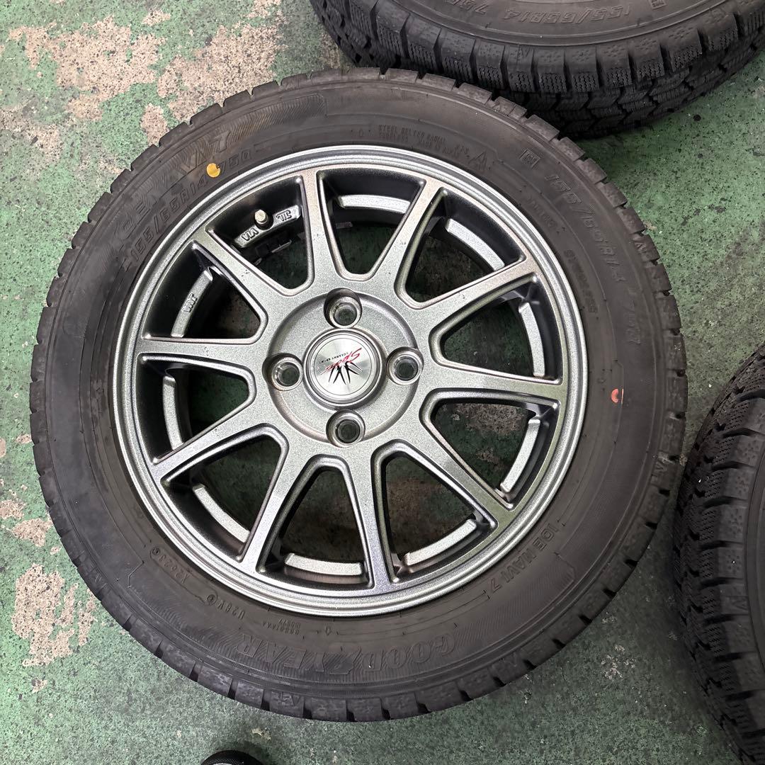 155/65R14グッドイヤーアイスナビ7 2023年バリ山4本アルミ付NBOX