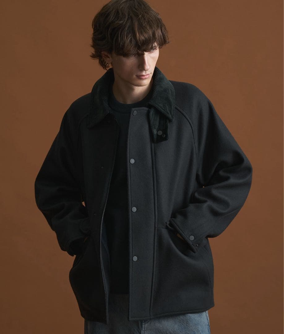 パブリックトウキョウ　Super140s メルトンハンティングブルゾン　ブラック