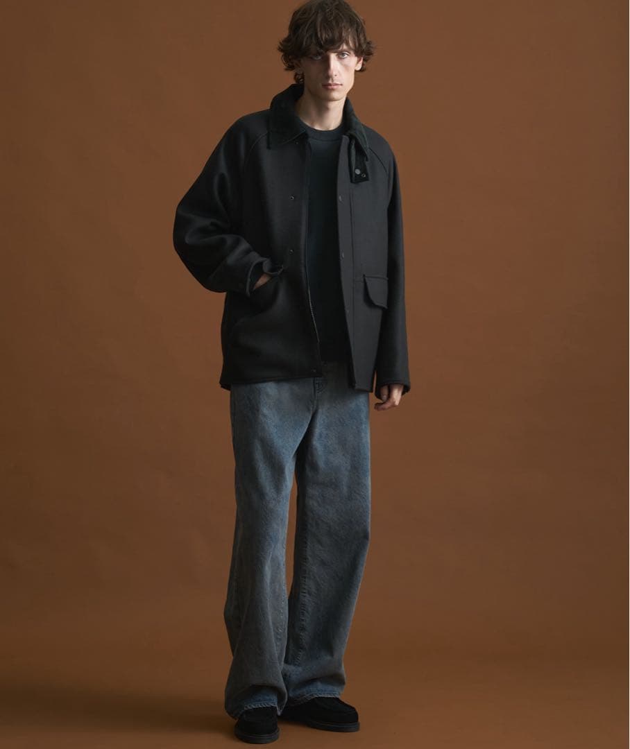 パブリックトウキョウ　Super140s メルトンハンティングブルゾン　ブラック