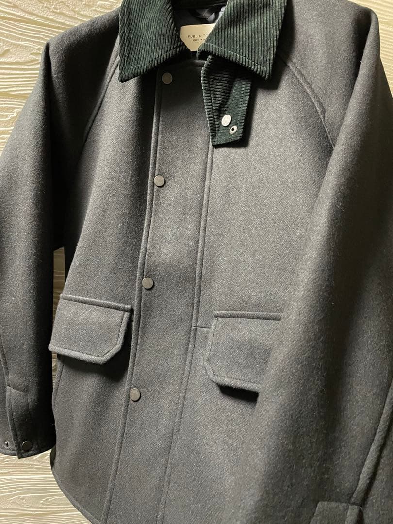 パブリックトウキョウ　Super140s メルトンハンティングブルゾン　ブラック