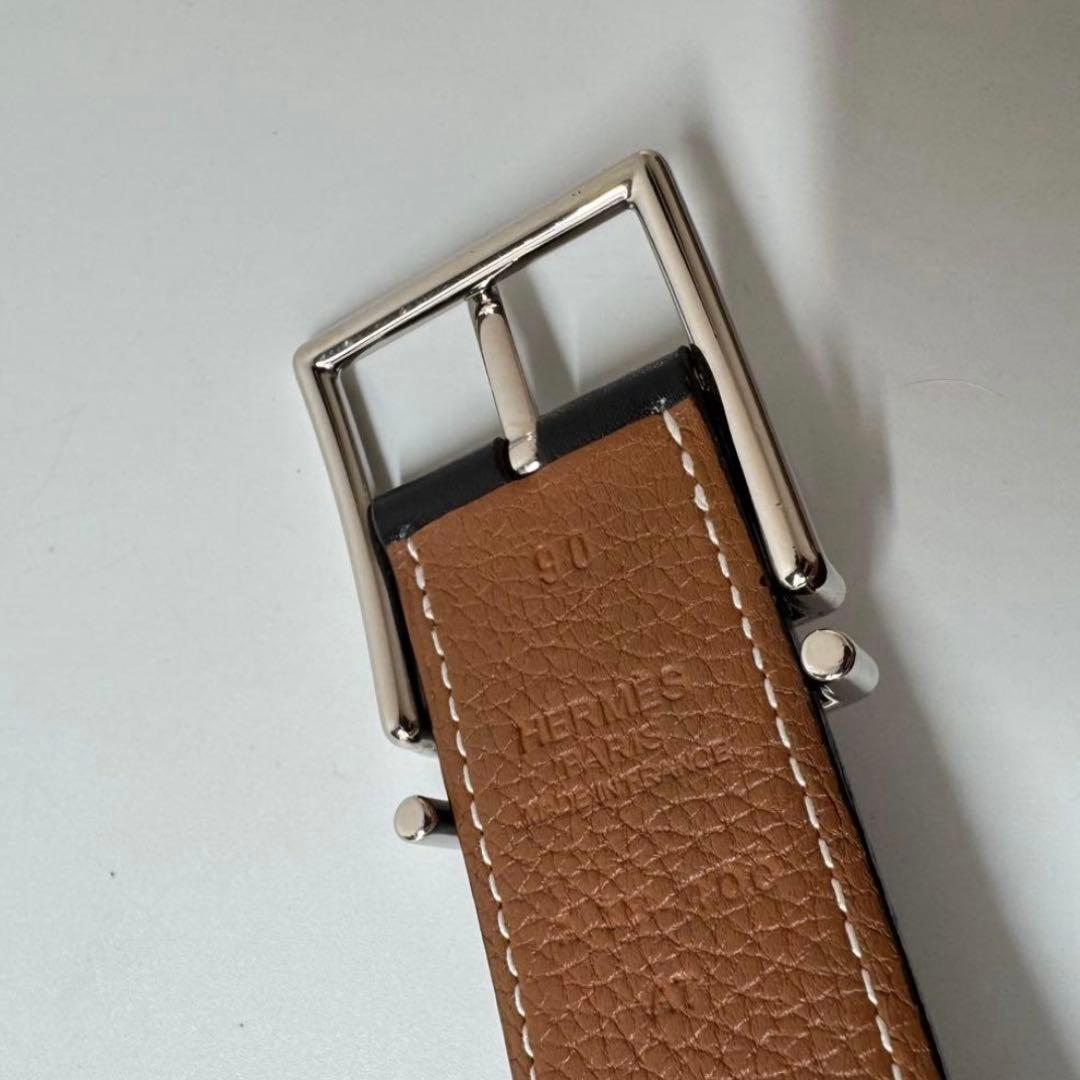 エルメス　HERMES リバーシブルベルト ネイサン　32 Hロゴ　レザー