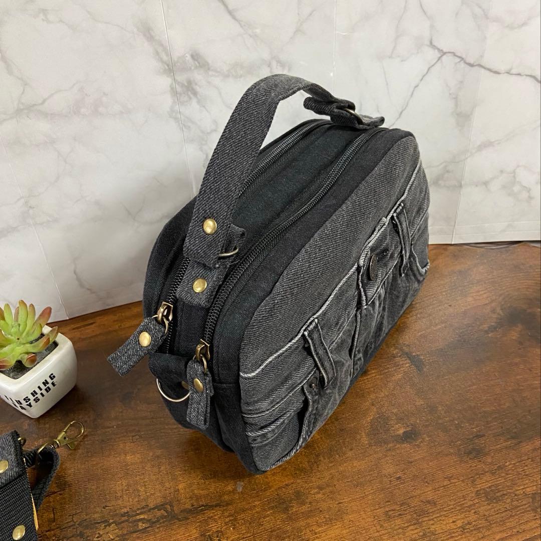 専用*No.22 デニムリメイク【お財布付きバッグ・ダブルZIPバッグ】