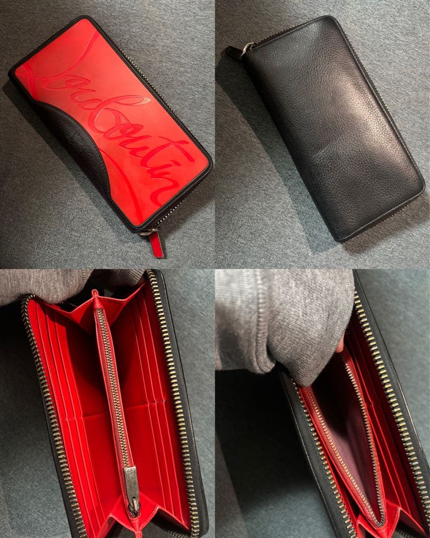 クリスチャンルブタン 長財布 レッド ブラック パネトーネ スニーカーソール