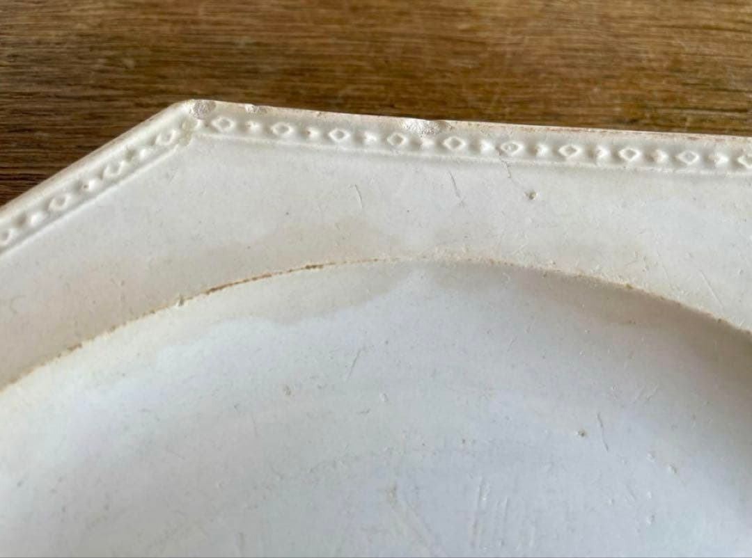 初期クレイユ　オクトゴナルプレート　ファイアンスフィーヌ　フランスアンティーク