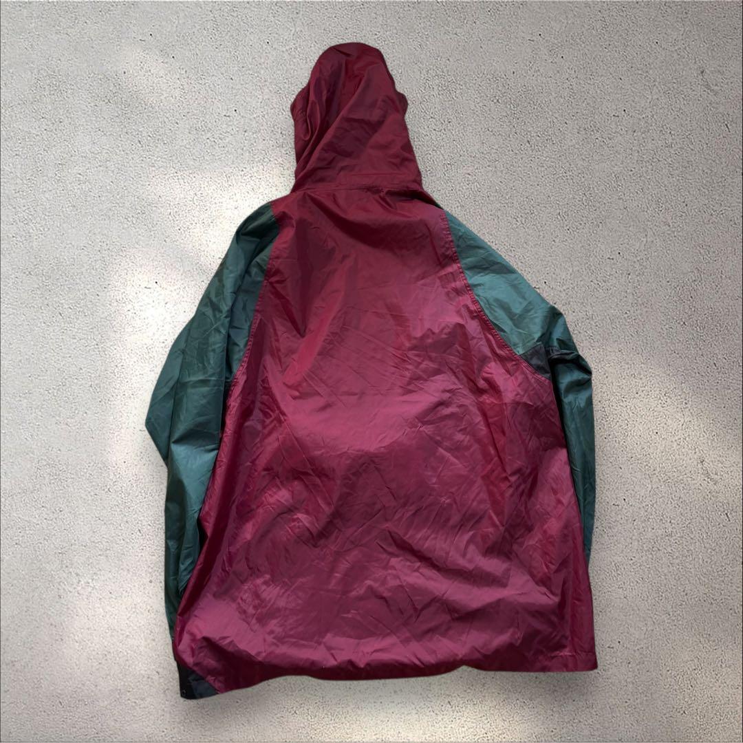 【N71】90s JANSPORTナイロンアノラックパーカーバーガンディ×深緑