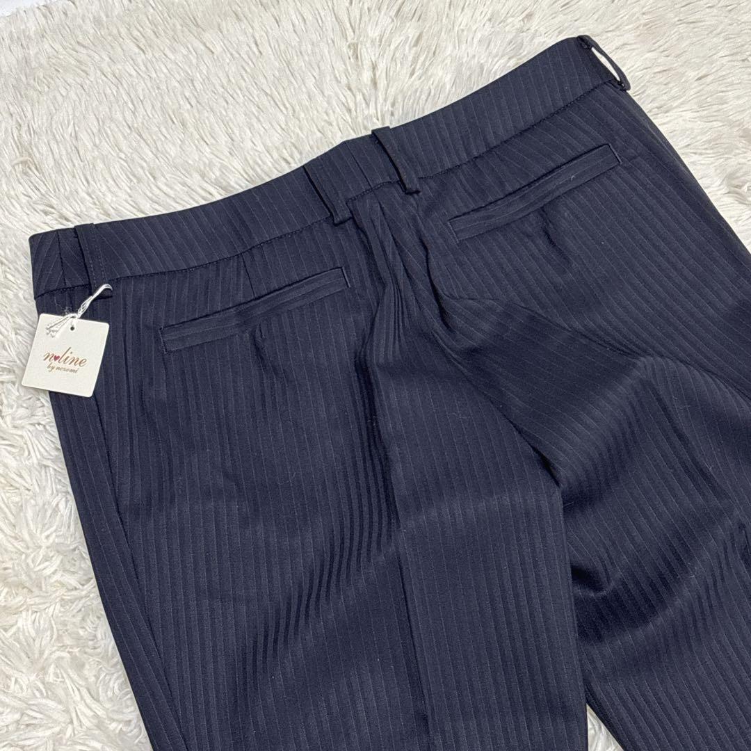 ☆新品・タグ付き☆ n♡line シルク混 パンツスーツ　ネイビー ストライプ