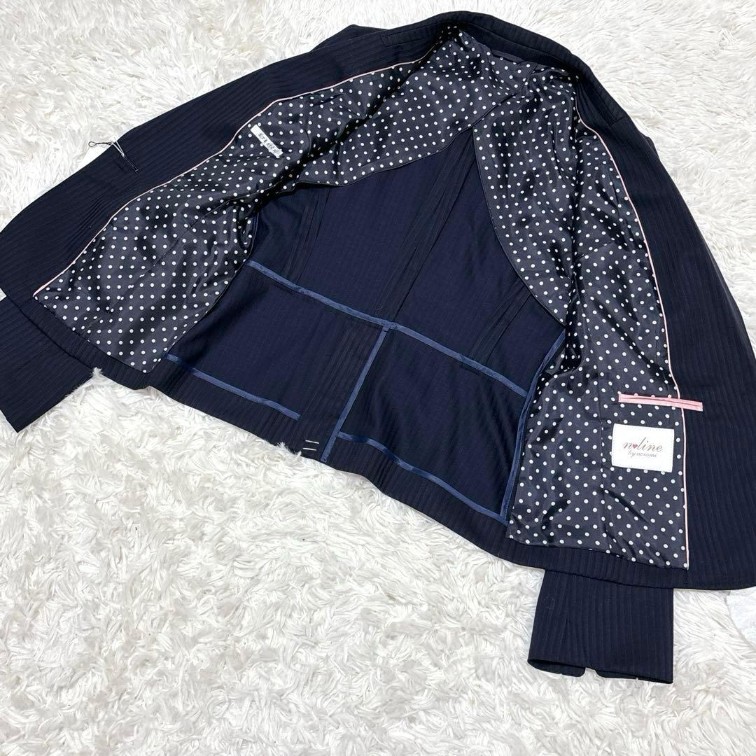 ☆新品・タグ付き☆ n♡line シルク混 パンツスーツ　ネイビー ストライプ