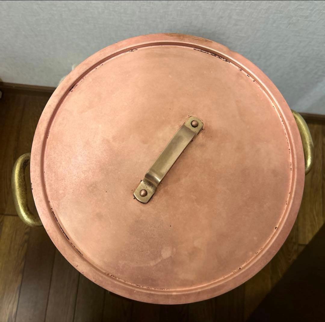 銅製両手鍋　蓋付き　直径27センチ