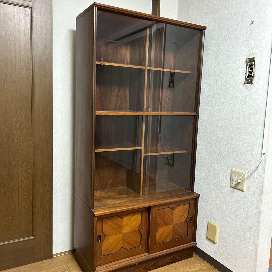 昭和レトロ 木製ガラス扉付きディスプレイキャビネット　８月１７日まで