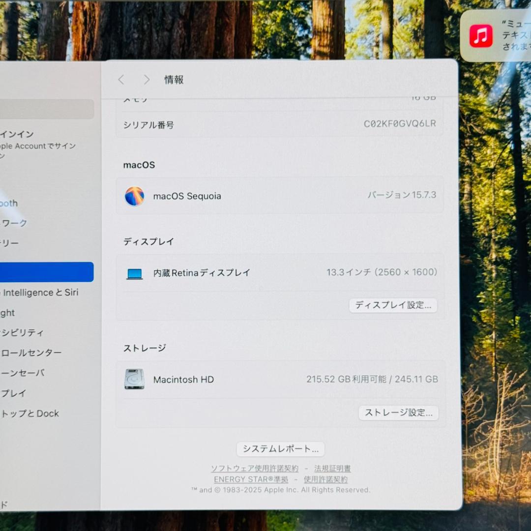 MacBook本体 P212 Apple MacBook Air M1 16GB 256GB