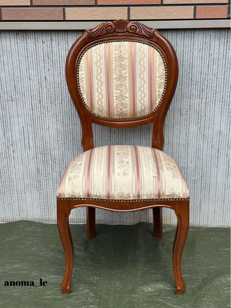 【ダイニングチェア】2 イタリア　木製　猫足　ロココ調　アンティークヴィンテージ