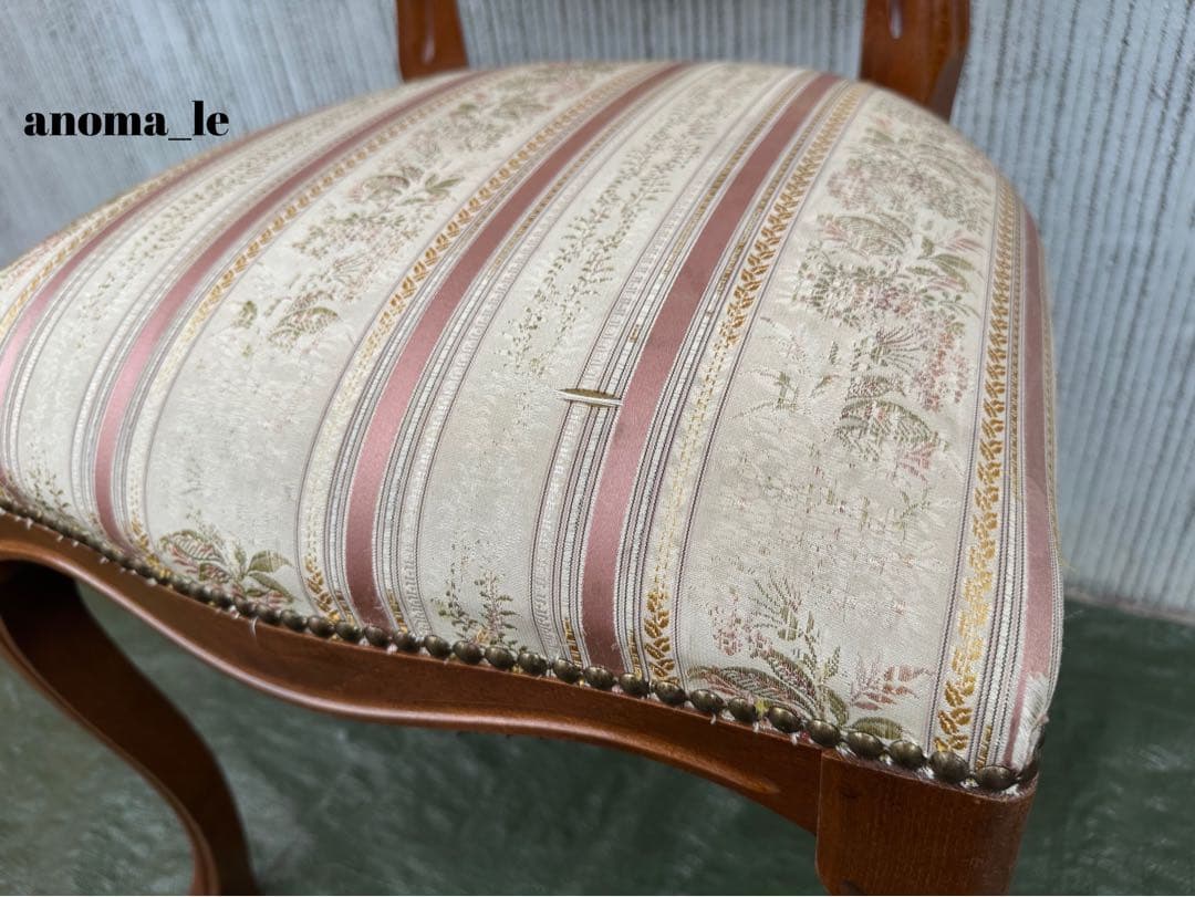 【ダイニングチェア】2 イタリア　木製　猫足　ロココ調　アンティークヴィンテージ