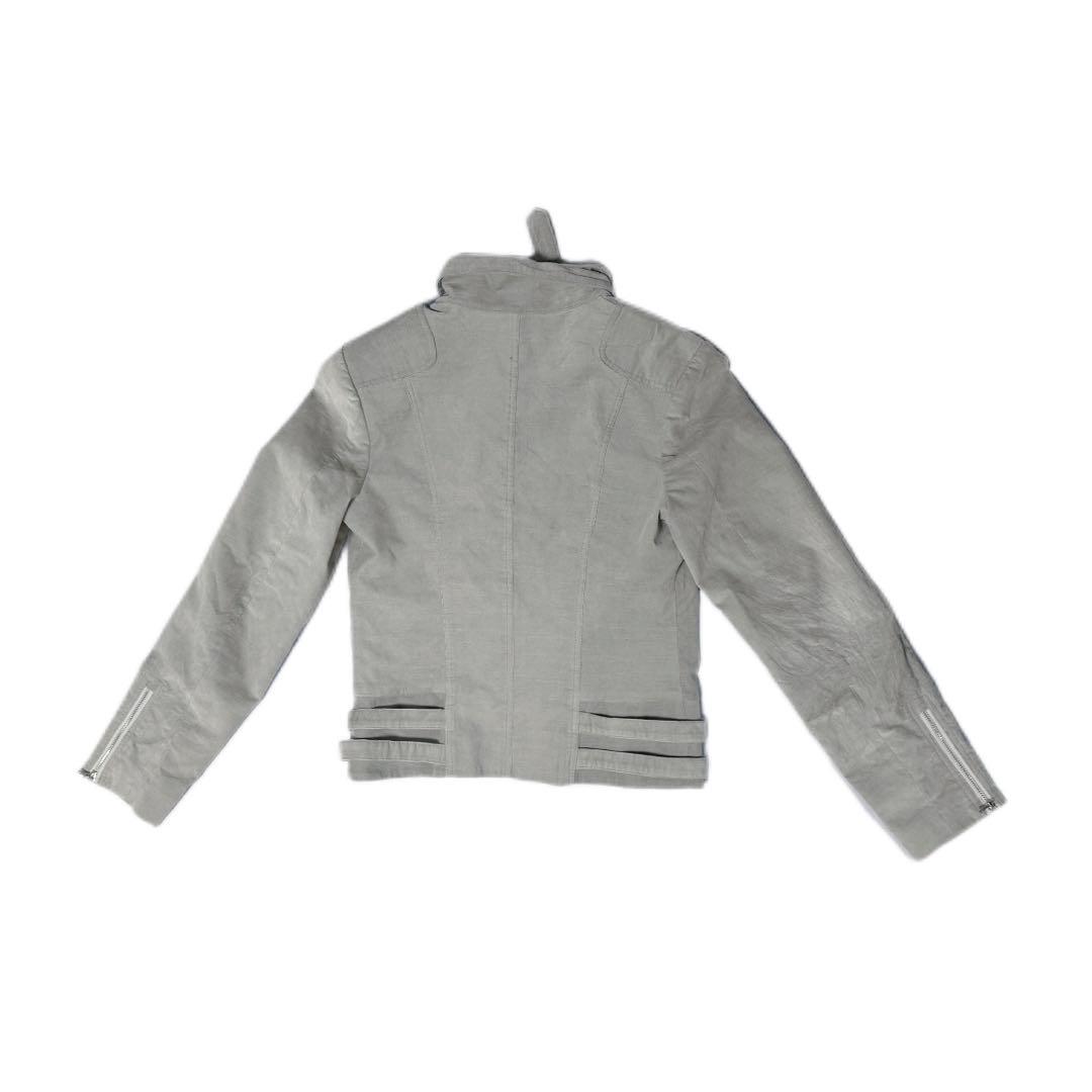 グレー シングルライダースジャケット パンク コーデュロイ