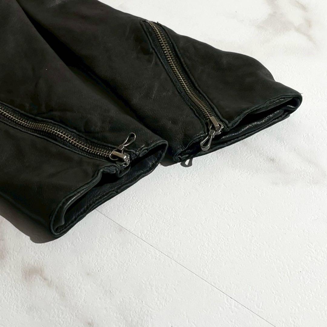 SHELLAC ライダース　メンズ　レザー　シープスキン　黒　メンズ　アウター