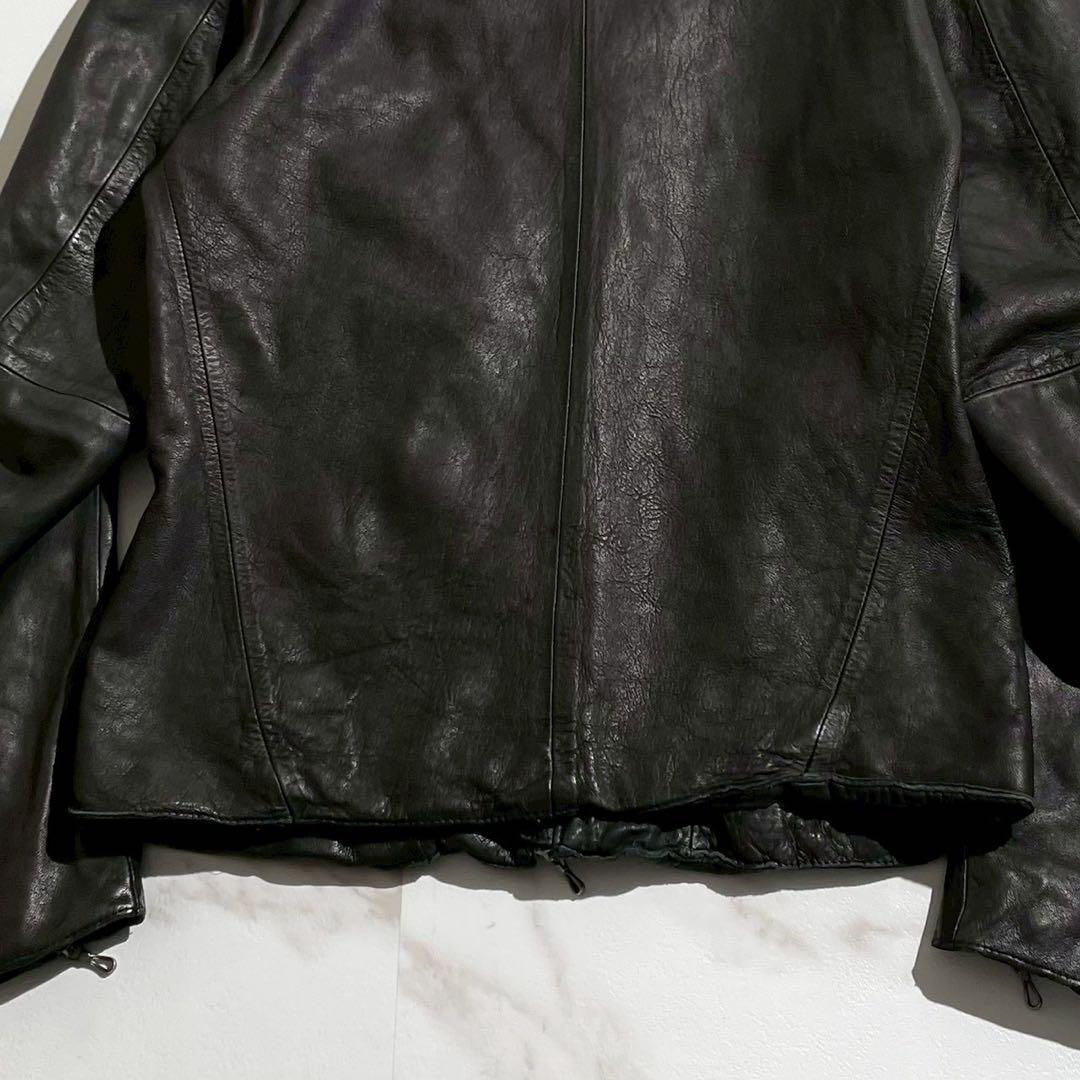 SHELLAC ライダース　メンズ　レザー　シープスキン　黒　メンズ　アウター