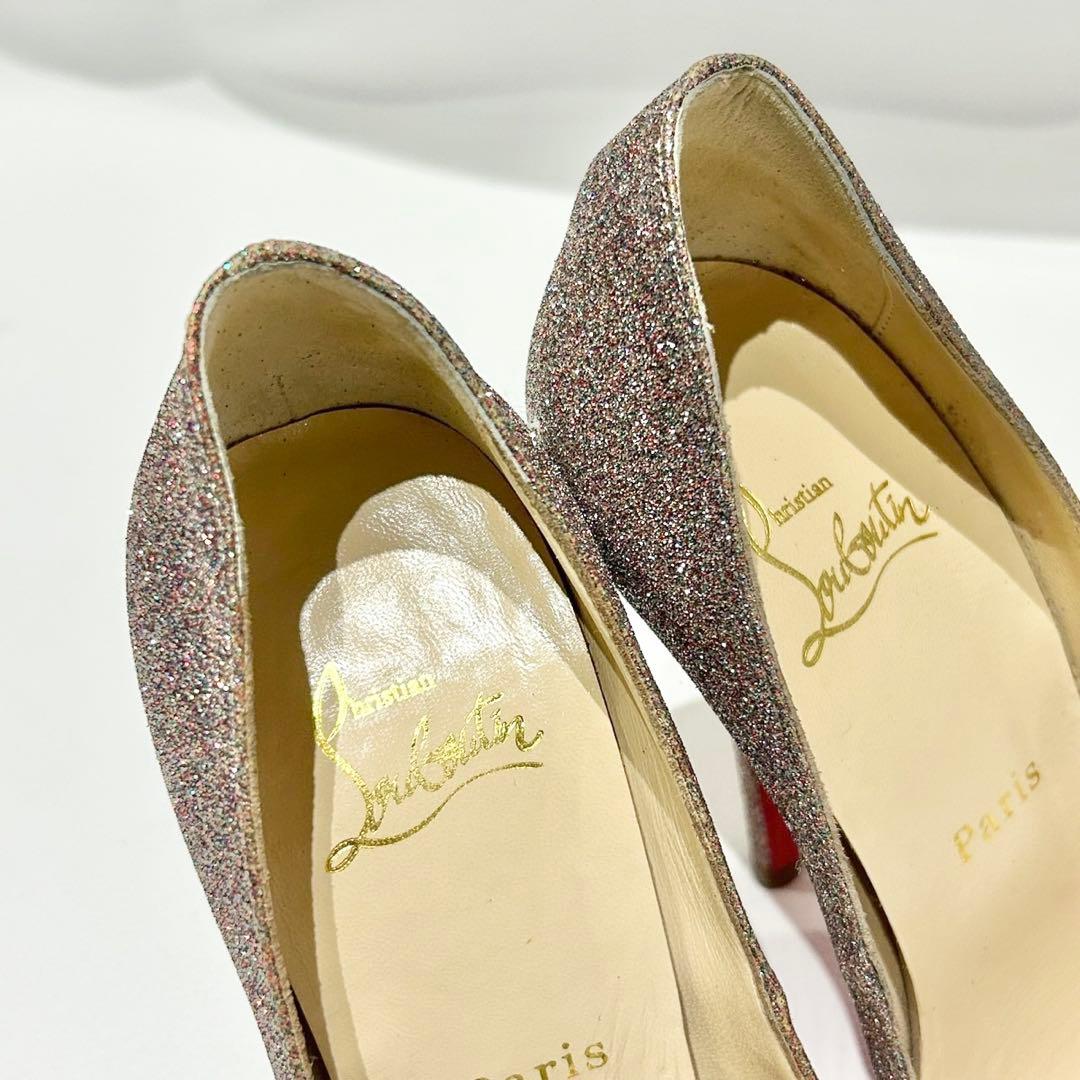 クリスチャンルブタン オープントゥパンプス グリッター ラメ 36