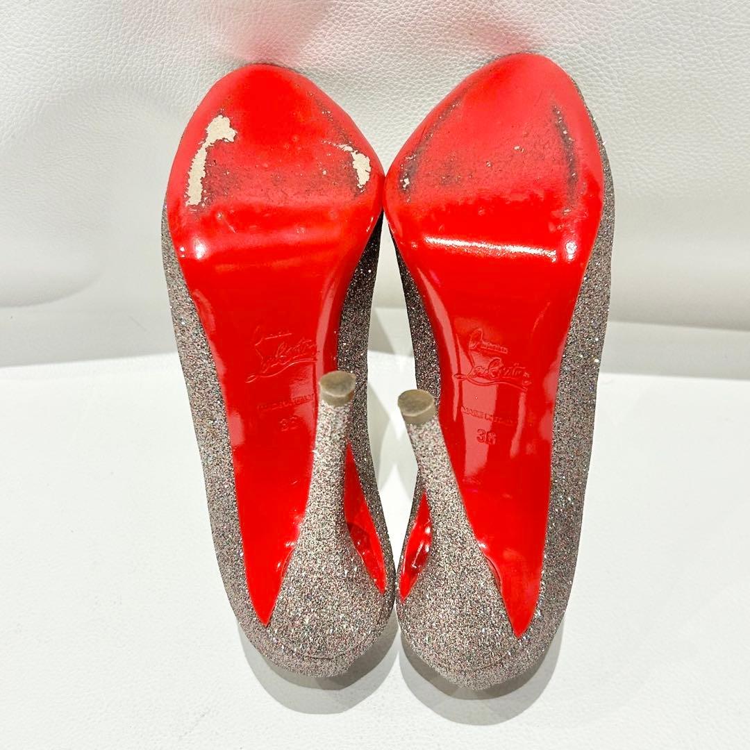 クリスチャンルブタン オープントゥパンプス グリッター ラメ 36