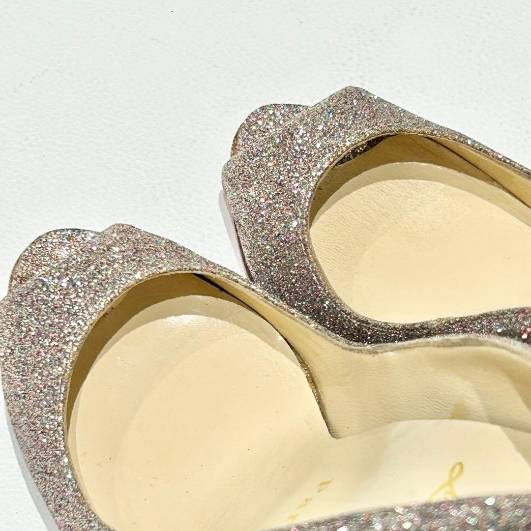 クリスチャンルブタン オープントゥパンプス グリッター ラメ 36