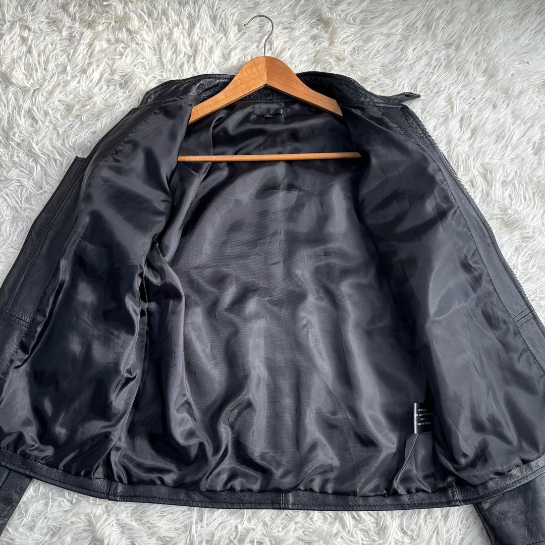 ✨️美品 本革 シングルライダース L 短丈 ブラック レザージャケット メンズ