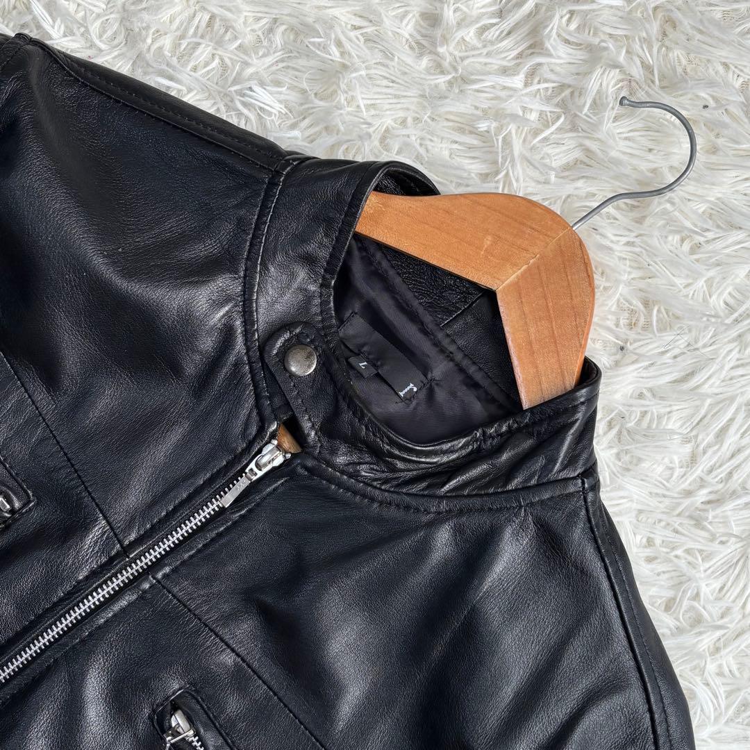 ✨️美品 本革 シングルライダース L 短丈 ブラック レザージャケット メンズ