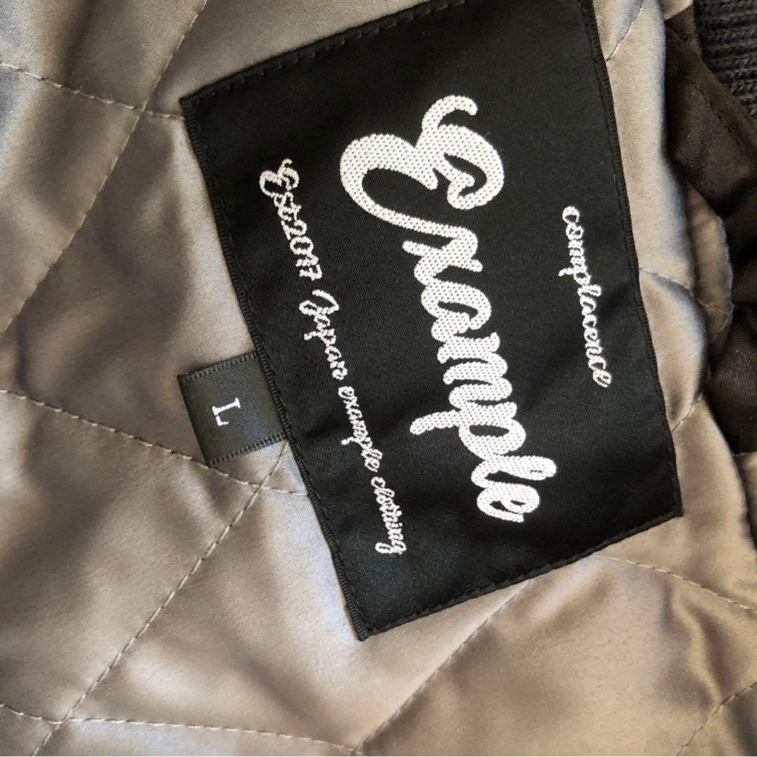 エグザンプル サテン生地 ハート・薔薇刺繍 スカジャン Lサイズ 紺