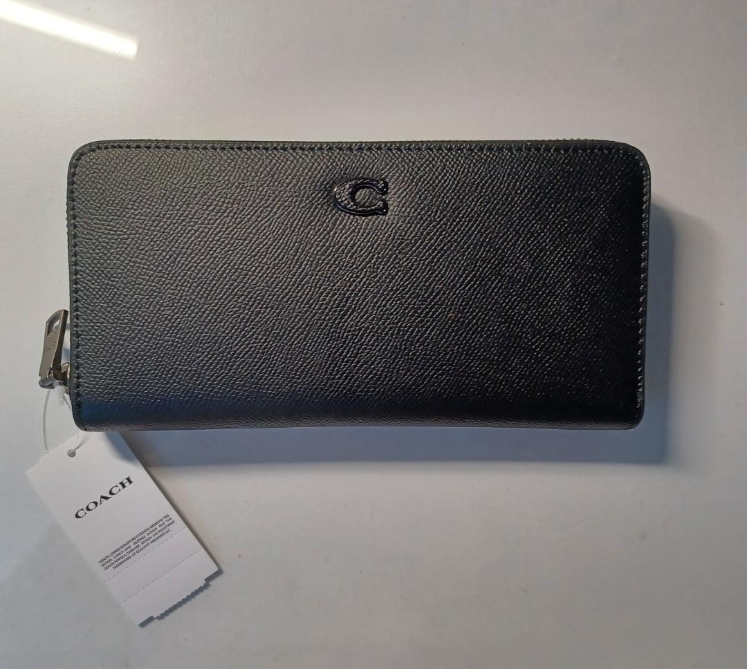 新品未使用 COACH ブラック ラウンドジップ 長財布 あんしん鑑定利用可能